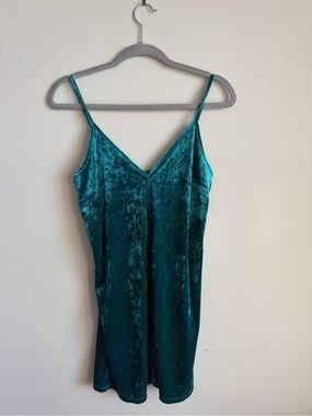 BCBGeneration Teal Velvet Slip Mini Dress